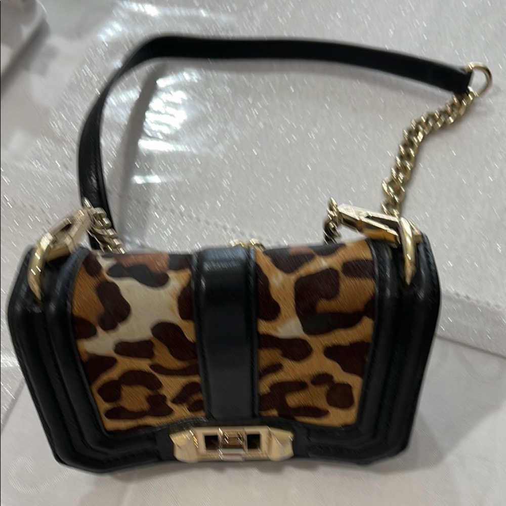 Rebecca Minkoff Brown and Black Crossbody Bag with Gold Hardware